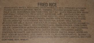 MRE, Fried Rice Ingredients