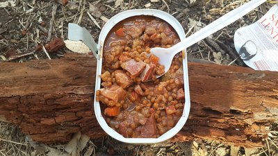 Large pieces of pork too. Sorry its not a genuine MRE spoon :( (Why do the French not provide utensiles?)
