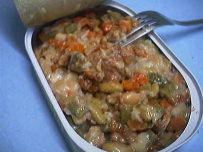 RIE-entree2.JPG (61.63 KiB) Viewed 11662 times The entree itself, very good with big chunks of pork meat (not spam like) some beans and vegetables. As there's no Caesar dressing or other strong sauce, it's as good cold as warm. No preservative aftertaste as in the old RCIR meals.