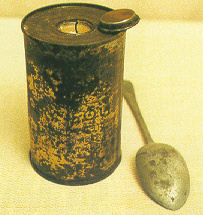 Self Heating soup can with heater element open.