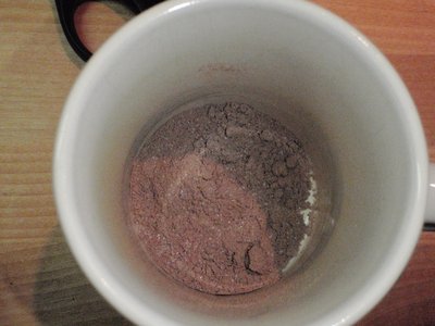 Sweet cocoa powder - as instructed I made it with milk - cold, not warm, so the powder needs to stir a lot for make it right to drink - maybe its better with warm milk!