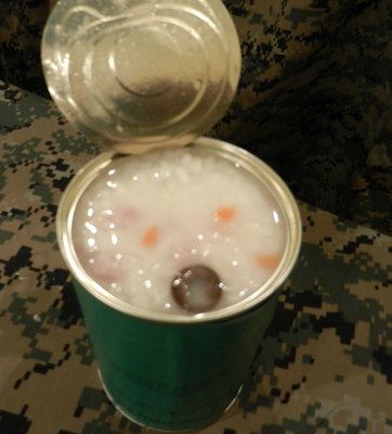 It is watery, smells of cooked white rice