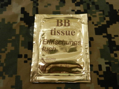 BB Tissue  i think is was a moist towelette
