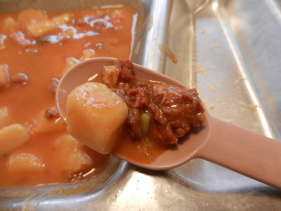 The broth and veggies taste very similar to the MRE potato bacon cheddar soup that comes with the pork patty