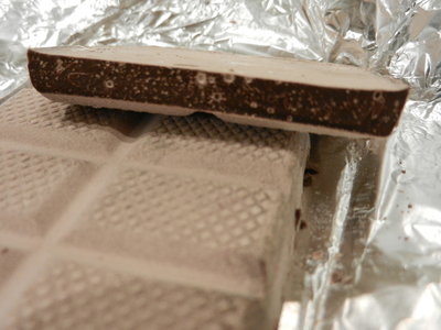 It seems anywhere there was air this turned white, including the inside of any air bubbles in the chocolate