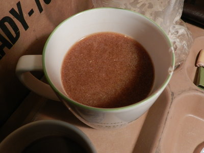 I should have left out the creamer. I didn't like the old brand on how it clouds up like this! I still drank it - never waste Coffee Instant Type 1. It's a rule. :)