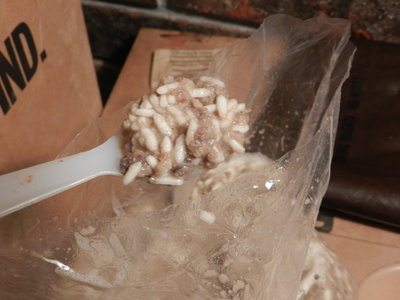 Close up - Beef with Rice - 1980. These things will never spoil if they don't get a pinhole.