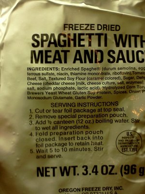 RCW Bag B Menu#6  Spaghetti and Meat Sauce