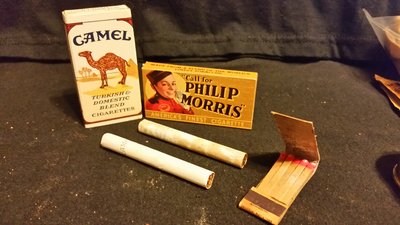 I smoked 6 out of 8 total cigs from these 2 packs. Well, I actually shared 3 of them and smoked 3 and sent the last 2 in their packs to a good friend.<br /><br />The Camels were perfect - the Philip Morris were splotchy and slightly bland. But not stale just not nearly as good as the Camels.