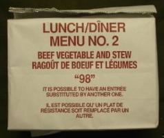 Canadian IMP Lunch/Dinner Menu 2, Beef Vegetable and Stew