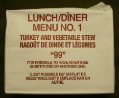 Canadian IMP 1999 lunch menu 1 turkey and vegetable stew