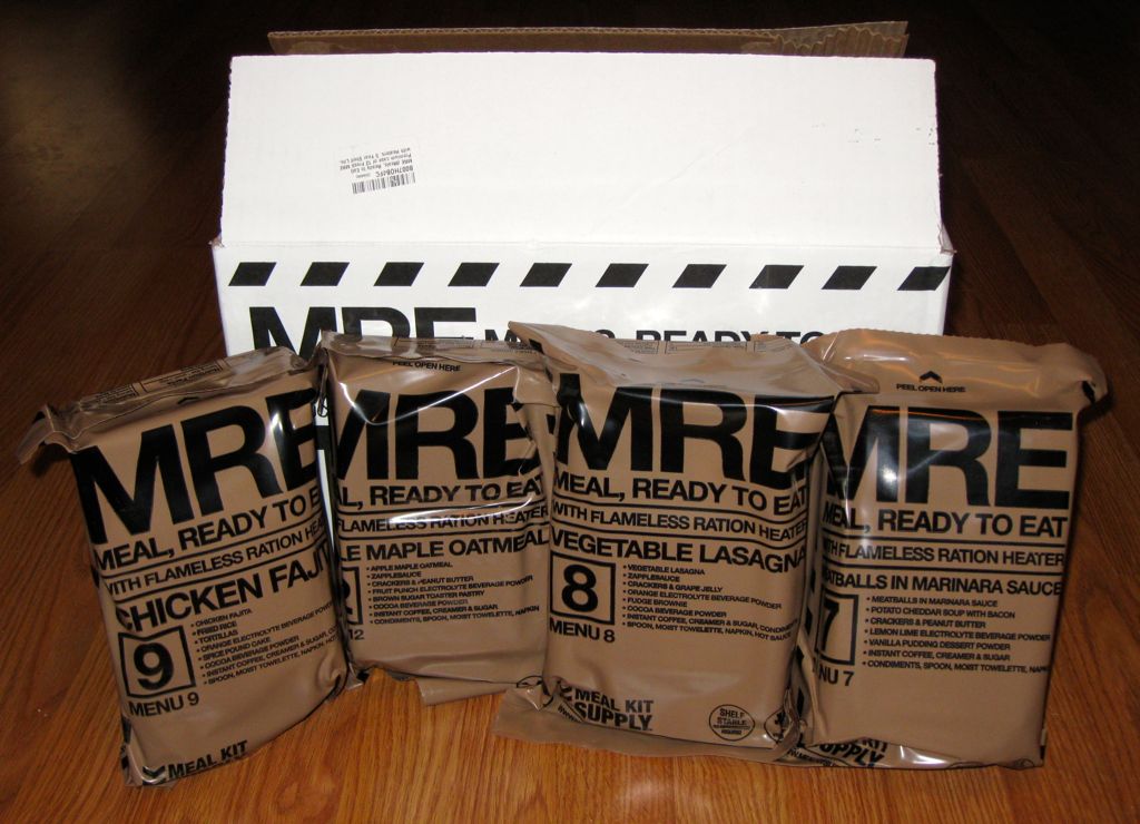 Each Meal Kit Supply MRE case contains 12 MREs that contain a variety of at...