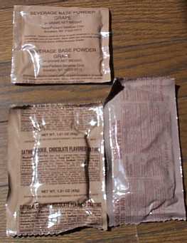 1999 MRE # 18 - Turkey Breast w/Gravy & Potatoes - grape flavored powder beverage and dessert